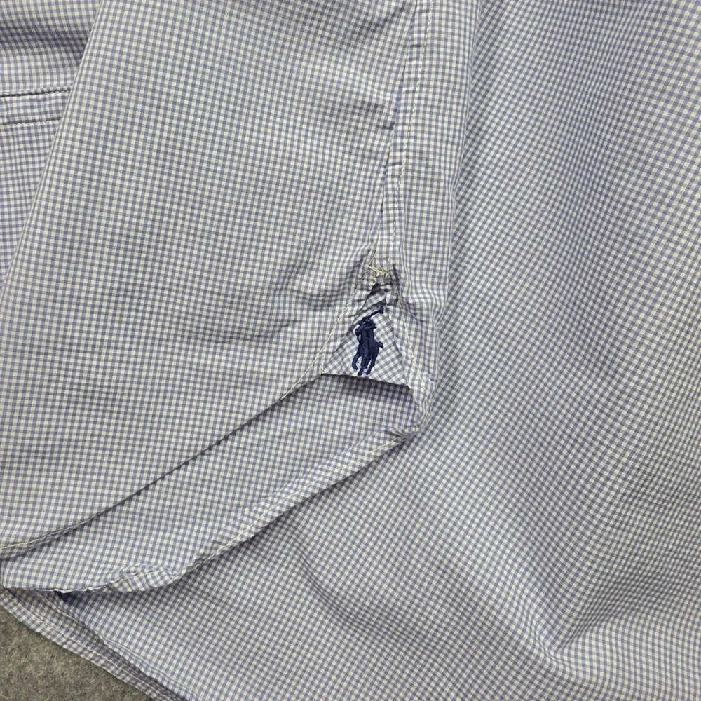Polo Ralph Lauren Mens 17 43 Custom Fit Blue Gingham Check Button Down Shirt